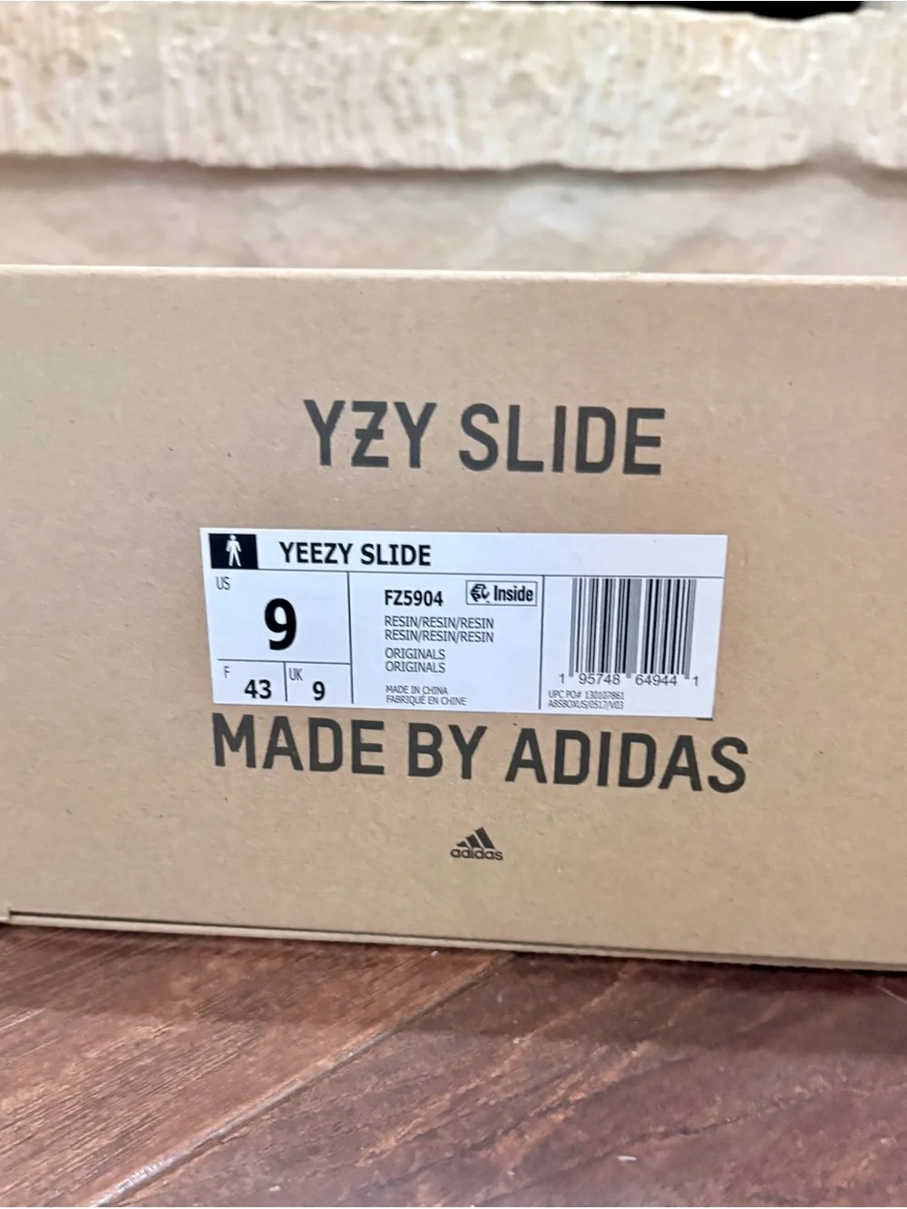 Yeezy Slide Slip-On Sandals in Resin, New in Box